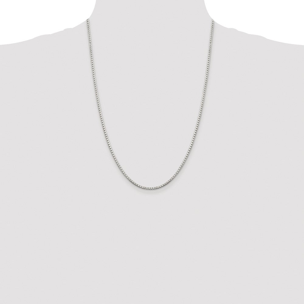 Buy Stylish 2mm Rhodium-Plated Sterling Silver Diamond-Cut Box Chain