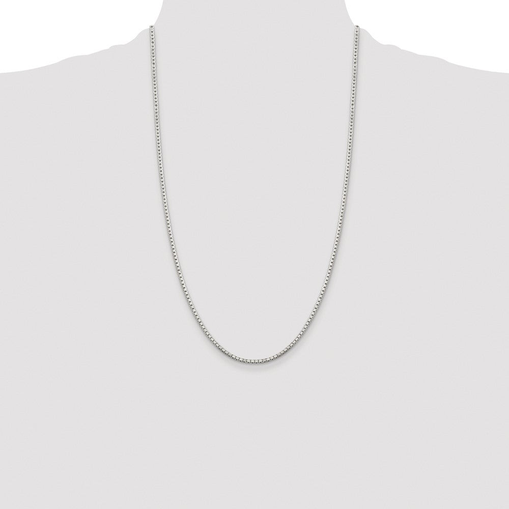 Exclusive 2mm Rhodium-Plated Sterling Silver Box Chain - Stylish & Affordable