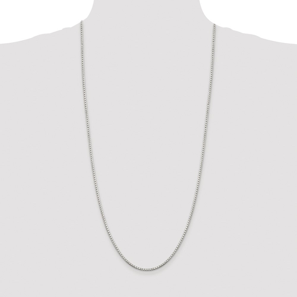 Buy Stylish Rhodium-Plated Sterling Silver 2mm Diamond-Cut Box Chain - Value!