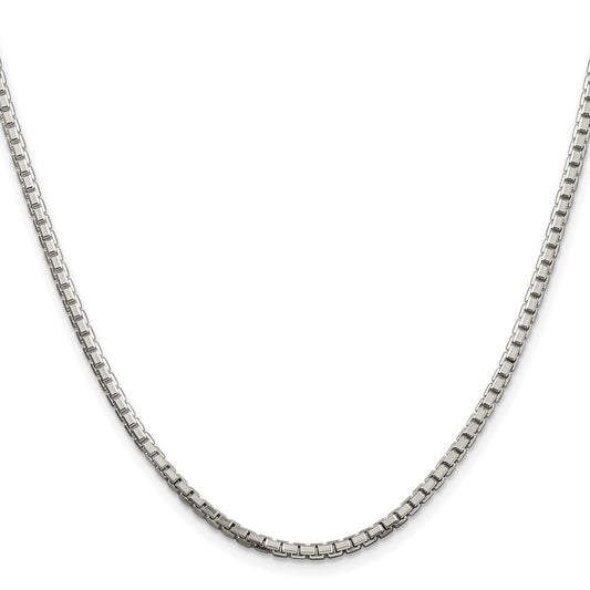 Buy Stylish Rhodium-Plated Sterling Silver 2.5mm Diamond-Cut Box Chain