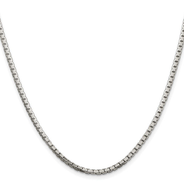 Rhodium-Plated Sterling Silver 2.5mm Diamond-Cut Box Chain - Style GR1-1031279