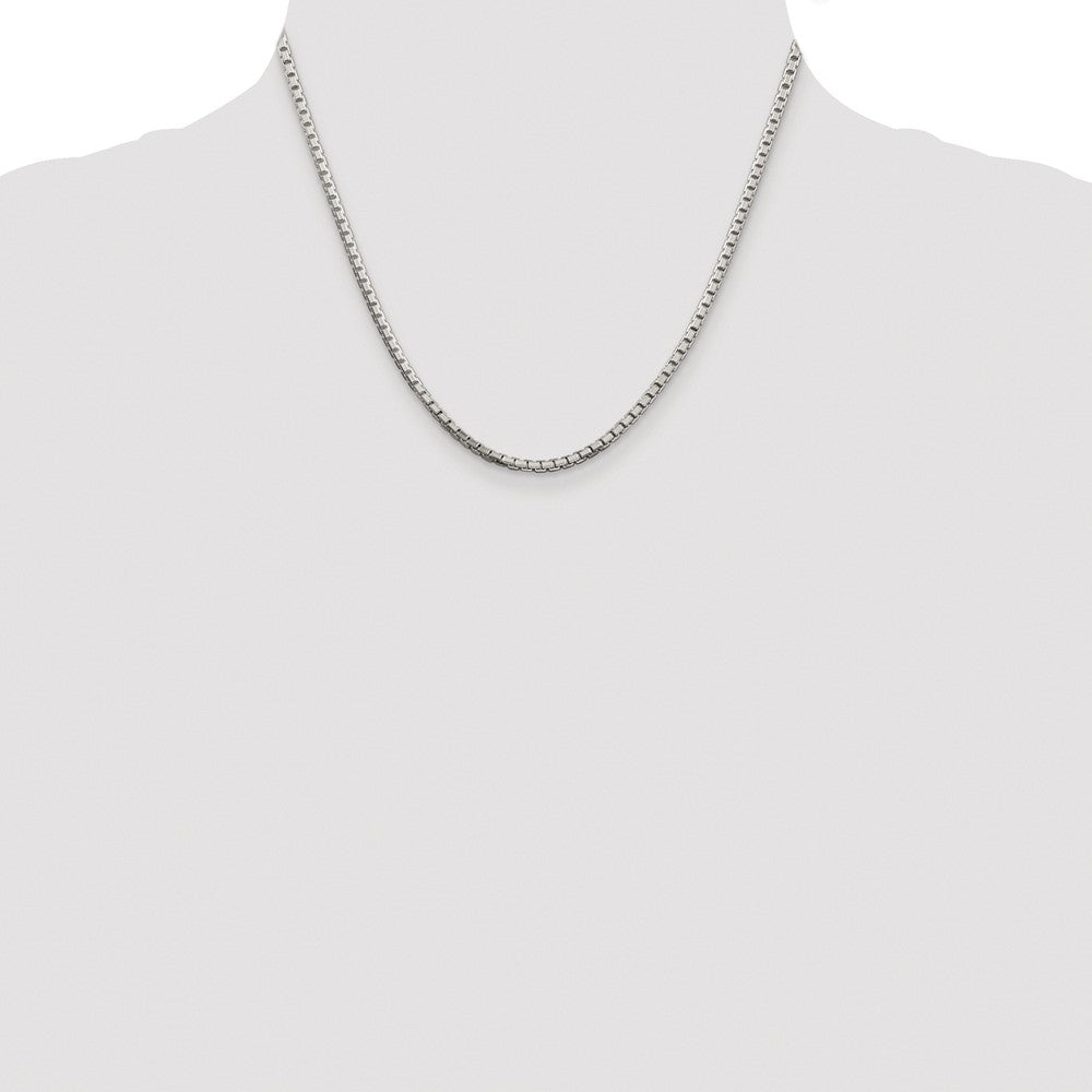 Buy Stylish Rhodium-Plated Sterling Silver 2.5mm Diamond-Cut Box Chain