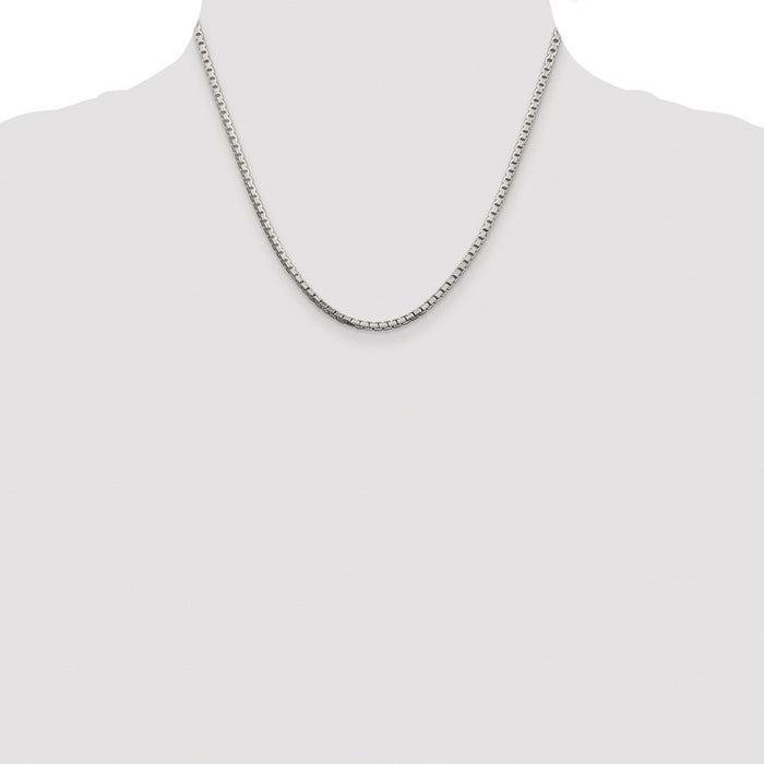 Buy Stylish Rhodium-Plated Sterling Silver 2.5mm Diamond-Cut Box Chain-4