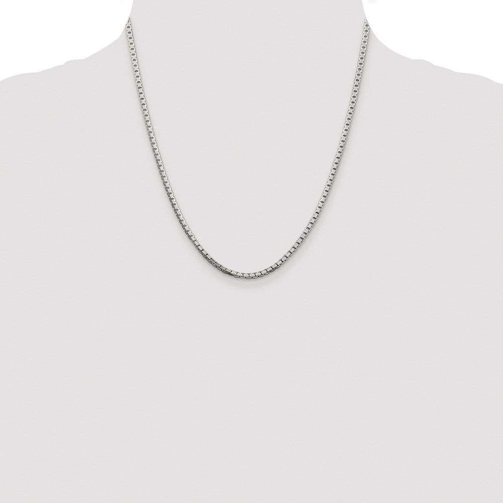 Buy Stylish Rhodium-Plated Sterling Silver 2.5mm Diamond-Cut Box Chain