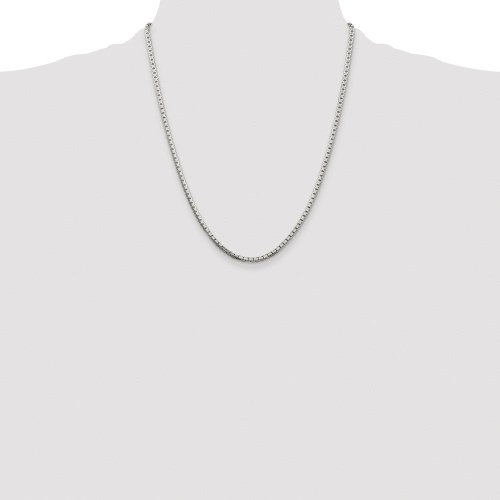 Buy Stylish Rhodium-Plated Sterling Silver 2.5mm Diamond-Cut Box Chain