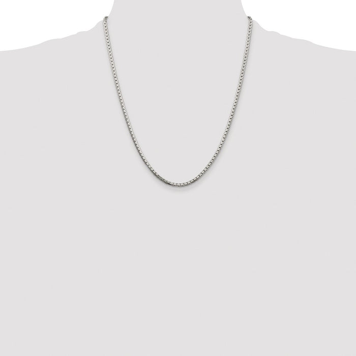Buy Stylish Rhodium-Plated Sterling Silver 2.5mm Diamond-Cut Box Chain-4