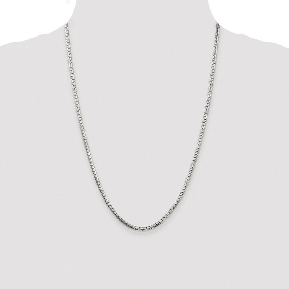 Buy Stylish Rhodium-Plated Sterling Silver 2.5mm Diamond-Cut Box Chain