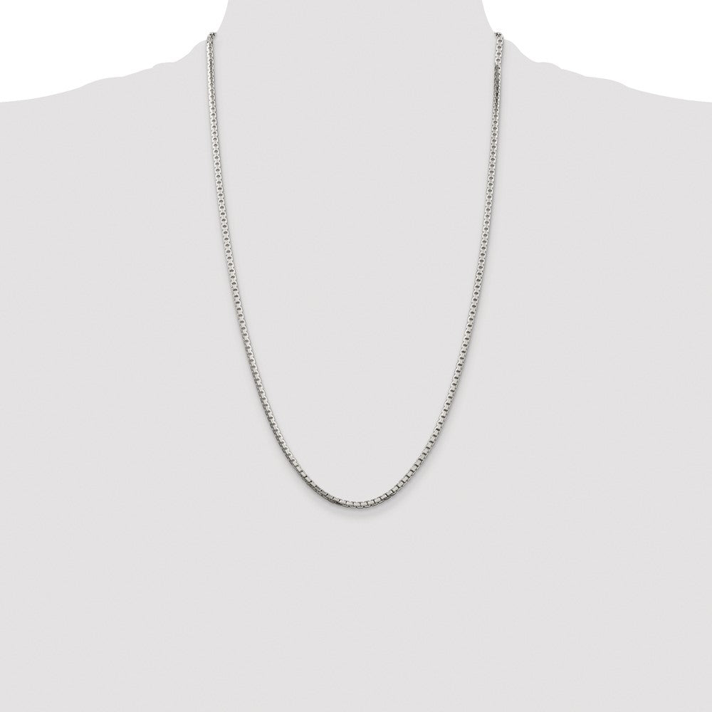 High-Quality Rhodium-Plated Sterling Silver 2.5mm Box Chain - Stylish Value!