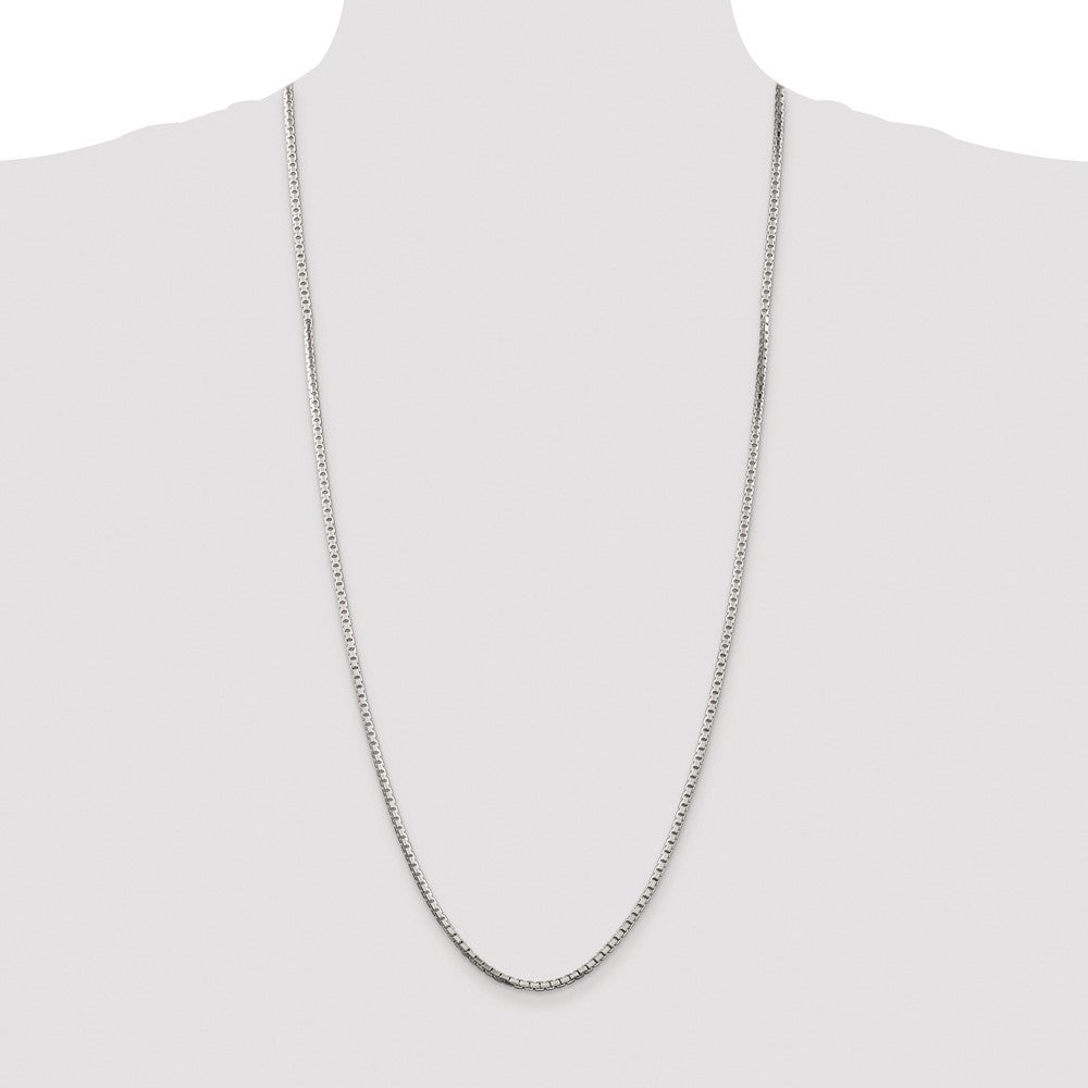Exclusive Rhodium-Plated Sterling Silver 2.5mm Diamond-Cut Box Chain - Stylish Luxury