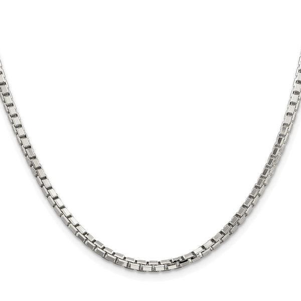 Rhodium-Plated 2.9mm Diamond-Cut Sterling Silver Box Chain