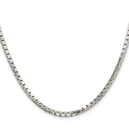 High-Quality Rhodium-Plated Sterling Silver 2.9mm Diamond-Cut Box Chain - Stylish Value