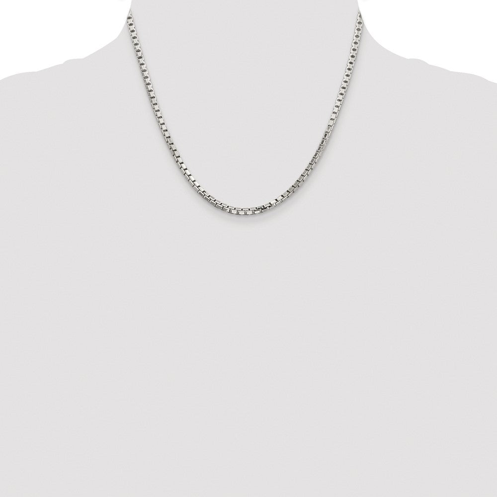 High-Quality Rhodium-Plated Sterling Silver 2.9mm Diamond-Cut Box Chain - Stylish Value