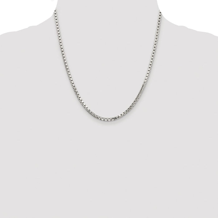 Buy Stylish Rhodium-Plated Sterling Silver 2.9mm Diamond-Cut Box Chain-4