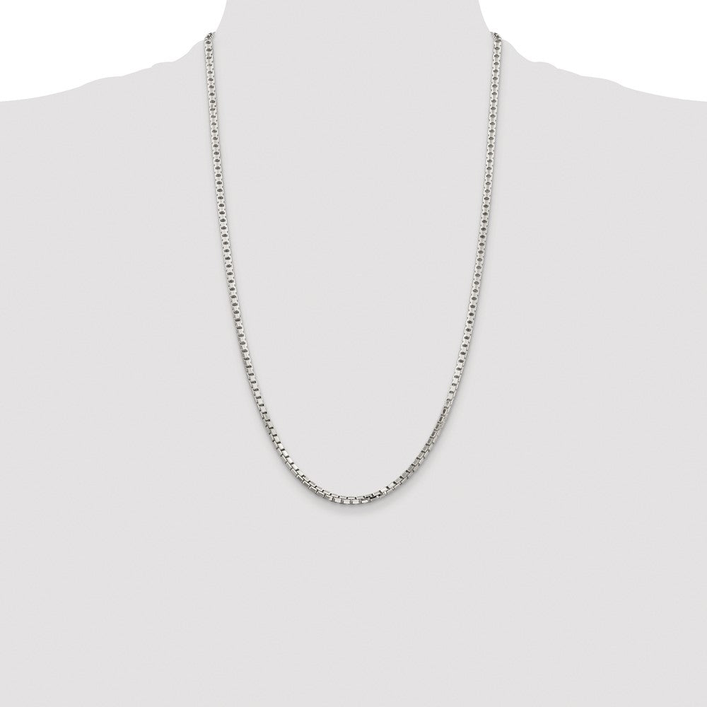 Buy Stylish Rhodium-Plated 2.9mm Diamond-Cut Sterling Silver Box Chain