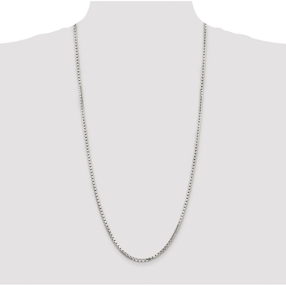 Buy Stylish 2.9mm Rhodium-Plated Sterling Silver 8-Sided Box Chain