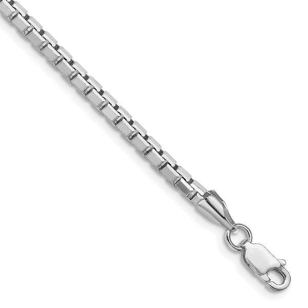 Rhodium-Plated Sterling Silver 2.9mm Diamond-Cut Box Chain - Style GR1-1031327