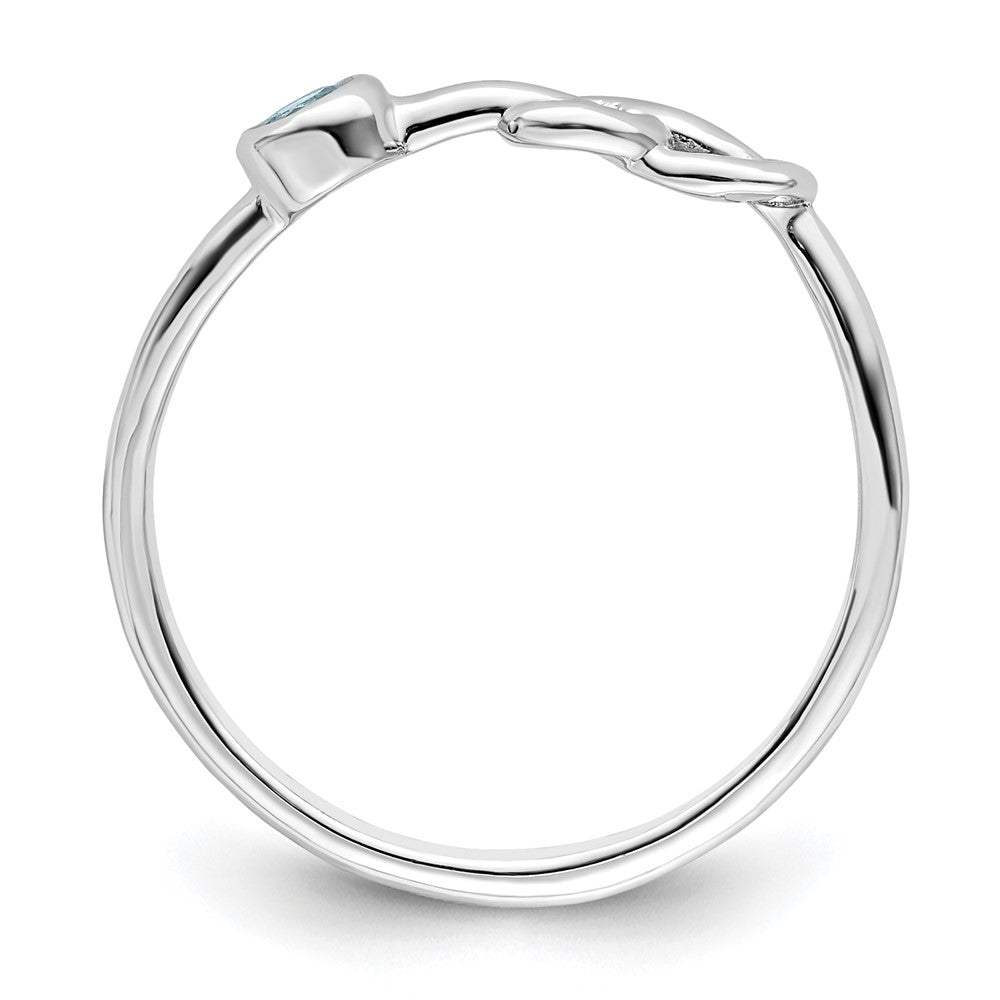 Shop Stylish Polished Infinity Aquamarine Ring in Rhodium-Plated Silver