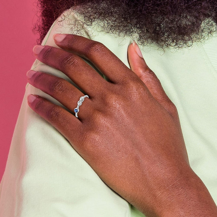 Shop Stylish Polished Infinity Ring with Lab-Created Sapphire | Luxury Silver-5