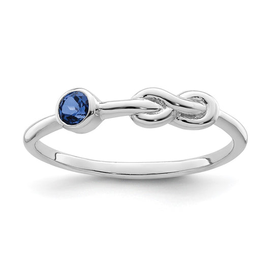 High-Quality Polished Infinity Ring with Lab-Created Sapphire | Stylish Silver
