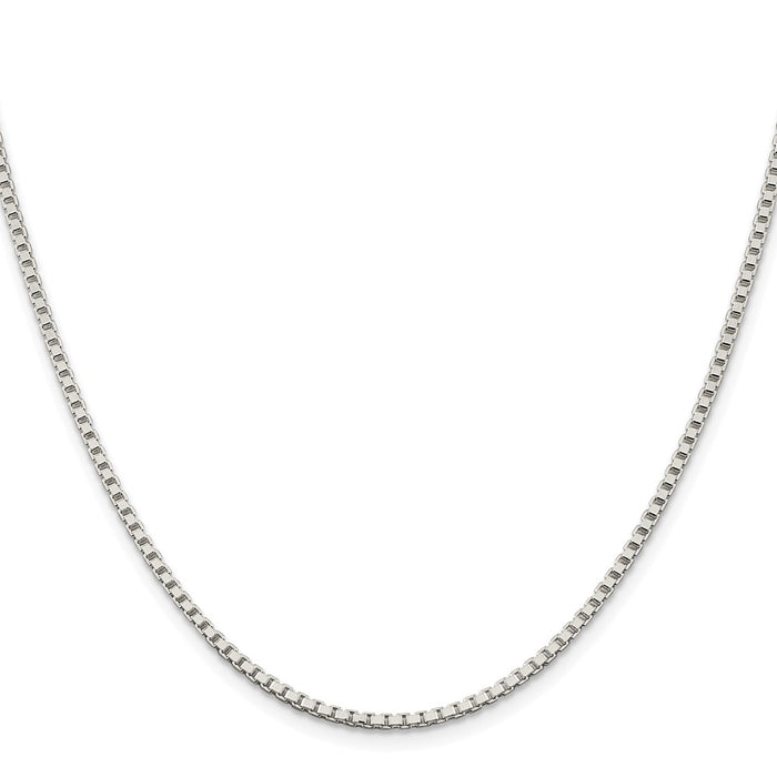 Buy Stylish 2mm Rhodium-Plated Sterling Silver Box Chain - High-Quality Value-2