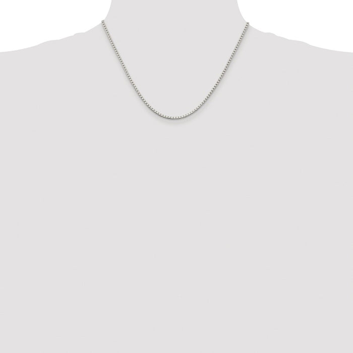 Buy Stylish 2mm Rhodium-Plated Sterling Silver Box Chain - High-Quality Value-4