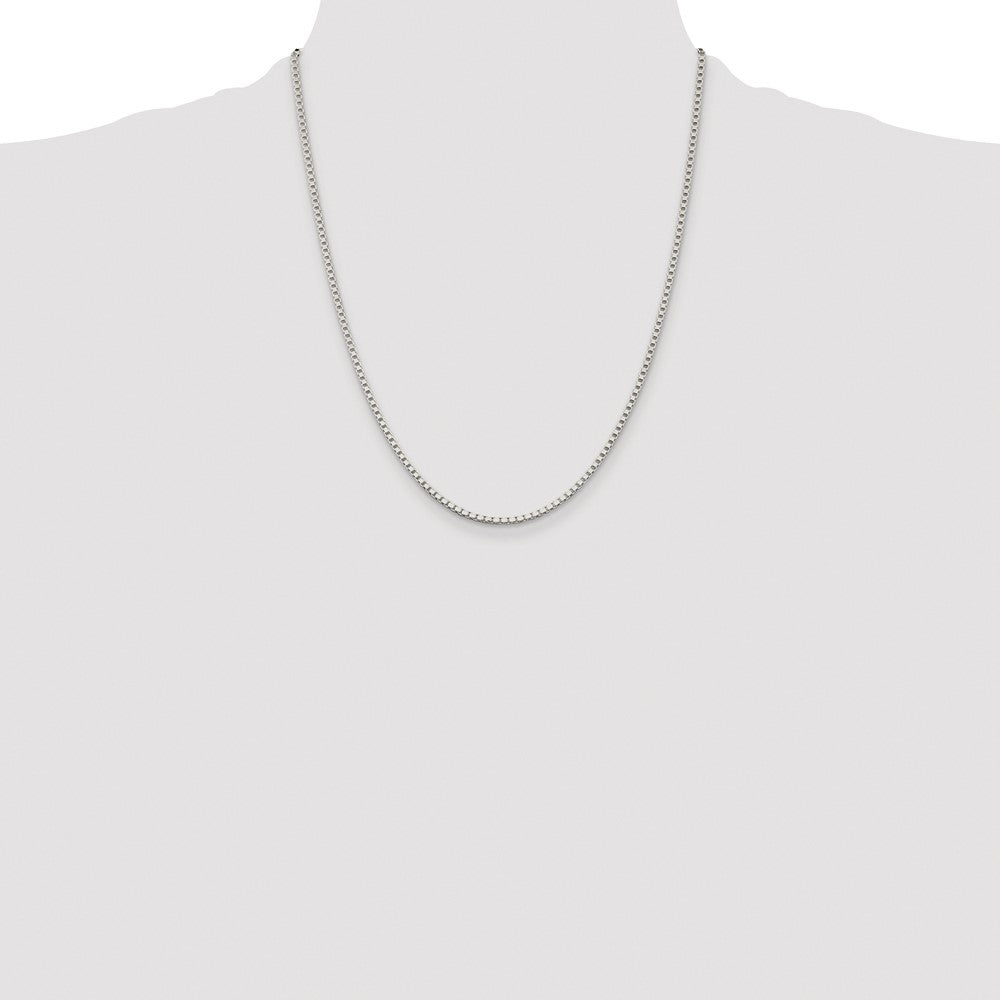 Exclusive 2mm Rhodium-Plated Sterling Silver Box Chain - Stylish & Affordable