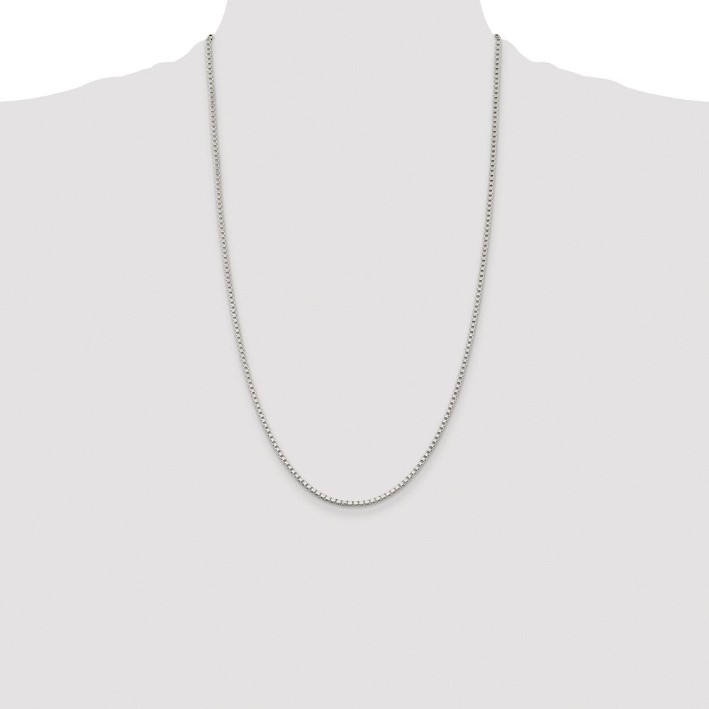 High-Quality Rhodium-Plated 2mm Sterling Silver Box Chain - Stylish Value!