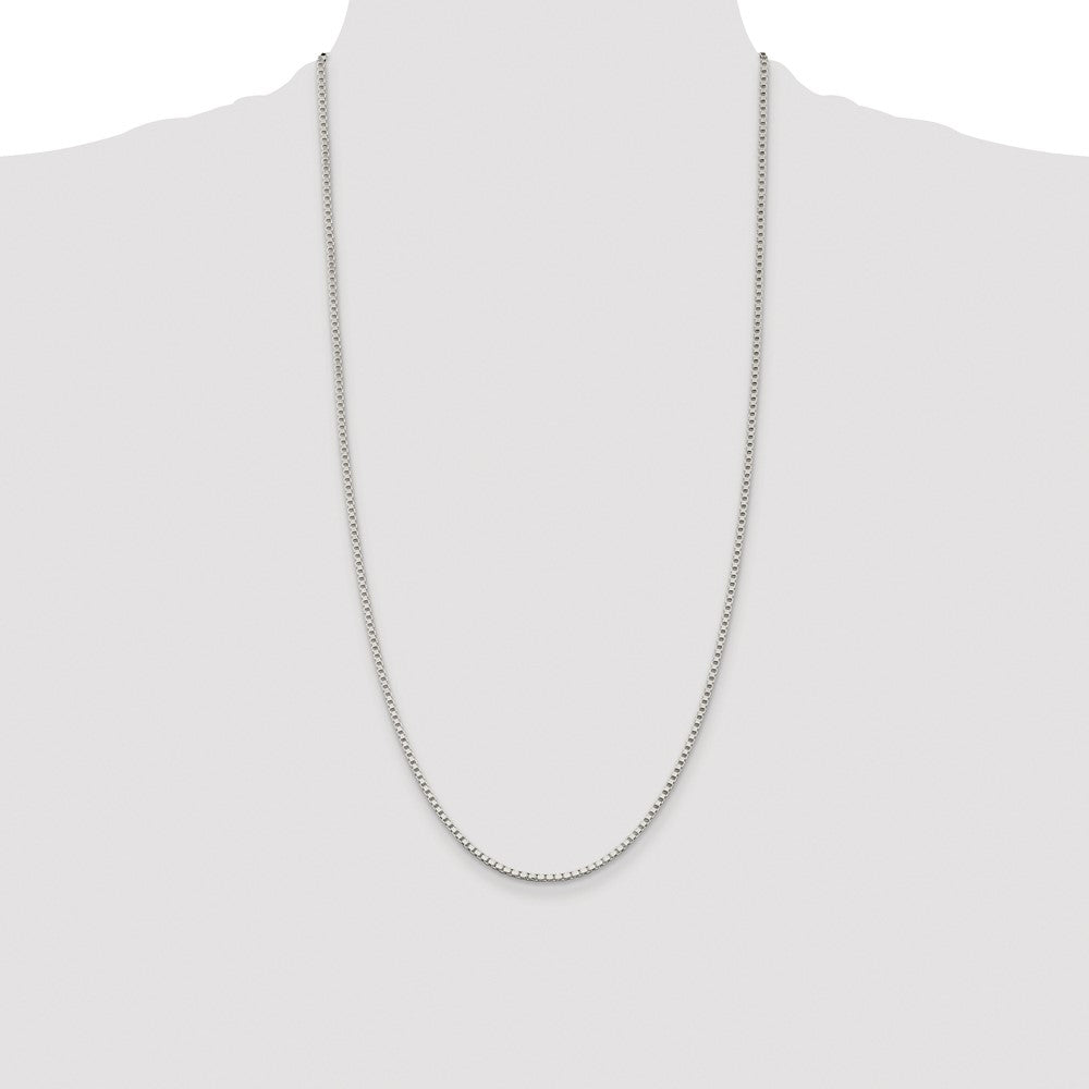 Buy Stylish 2mm Rhodium-Plated Sterling Silver Box Chain - Affordable Luxury!