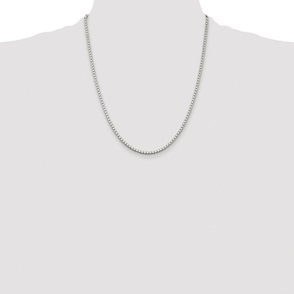 Buy Stylish 2.5mm Rhodium-Plated Sterling Silver Box Chain - Luxury Value!