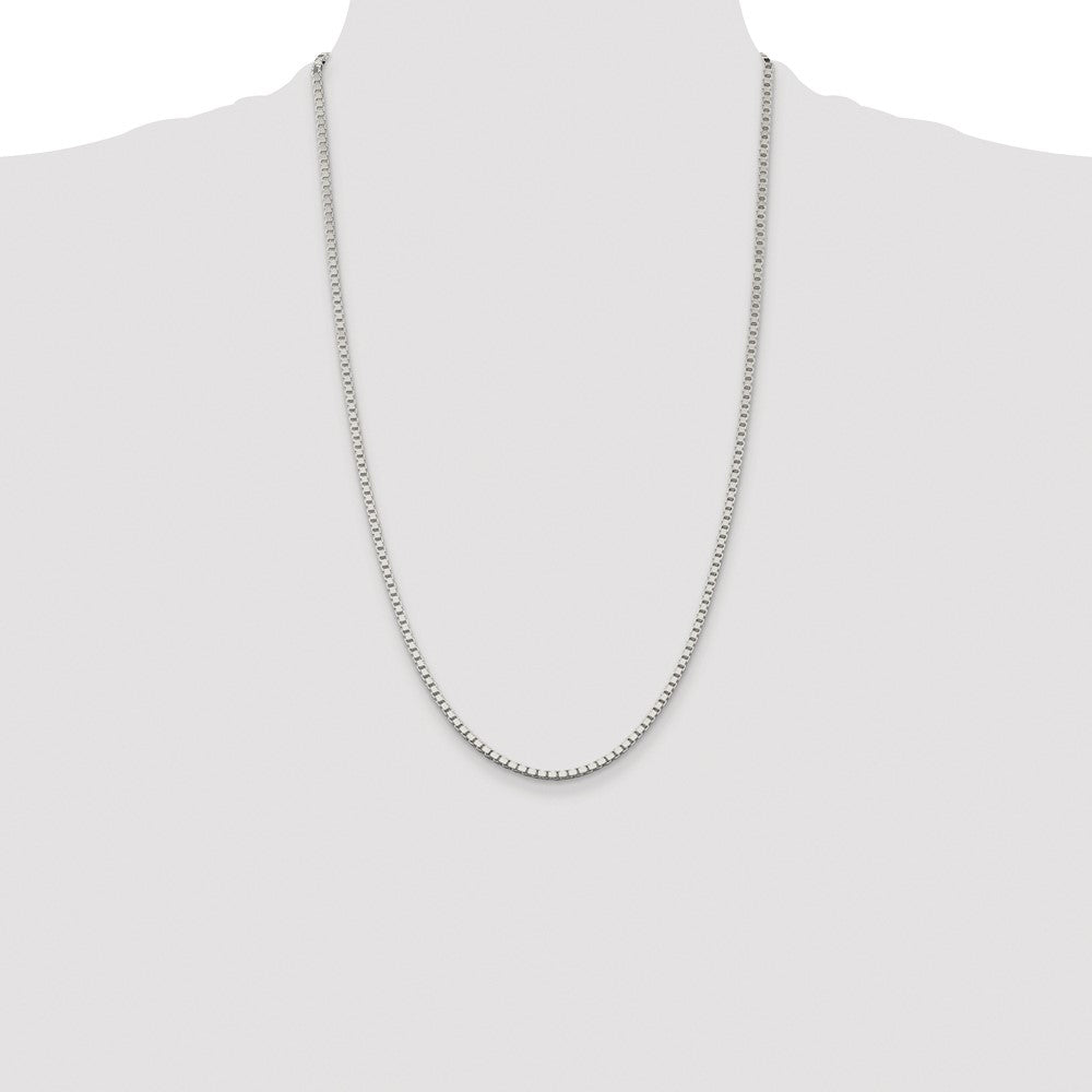 Order Stylish 2.5mm Rhodium-Plated Sterling Silver Box Chain - Luxury Value!