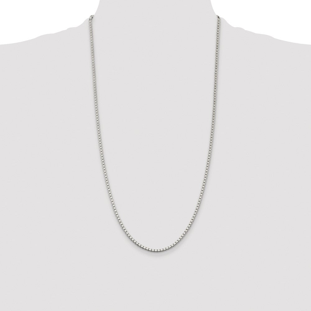 Buy Stylish 2.5mm Rhodium-Plated Sterling Silver Box Chain - Affordable Luxury