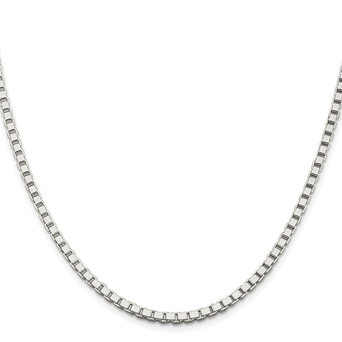 Buy Stylish Rhodium-Plated 3mm Sterling Silver Box Chain - Affordable Luxury!-2
