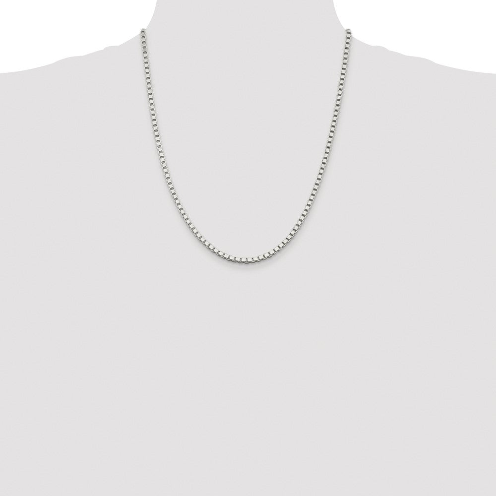 Buy Stylish Rhodium-Plated 3mm Box Chain in Sterling Silver | Affordable Luxury