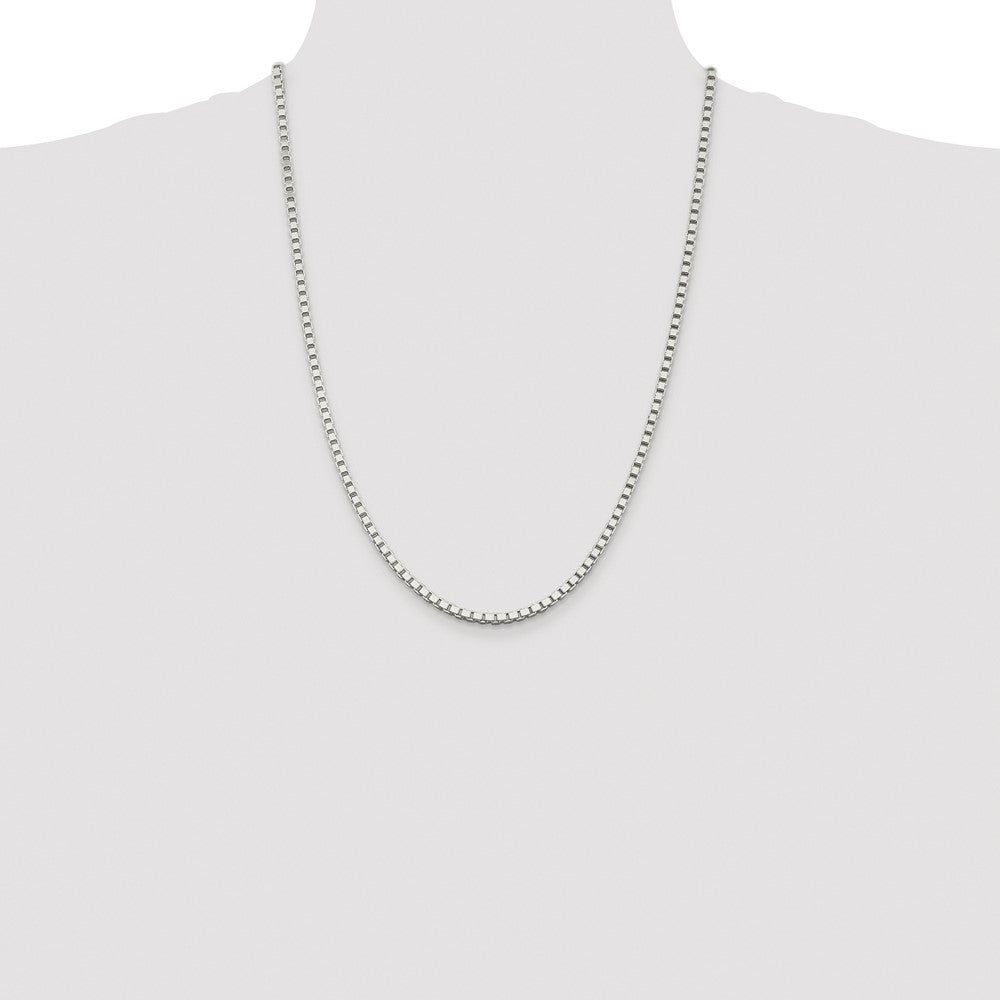 Buy Stylish Rhodium-Plated 3mm Sterling Silver Box Chain - Affordable Luxury!
