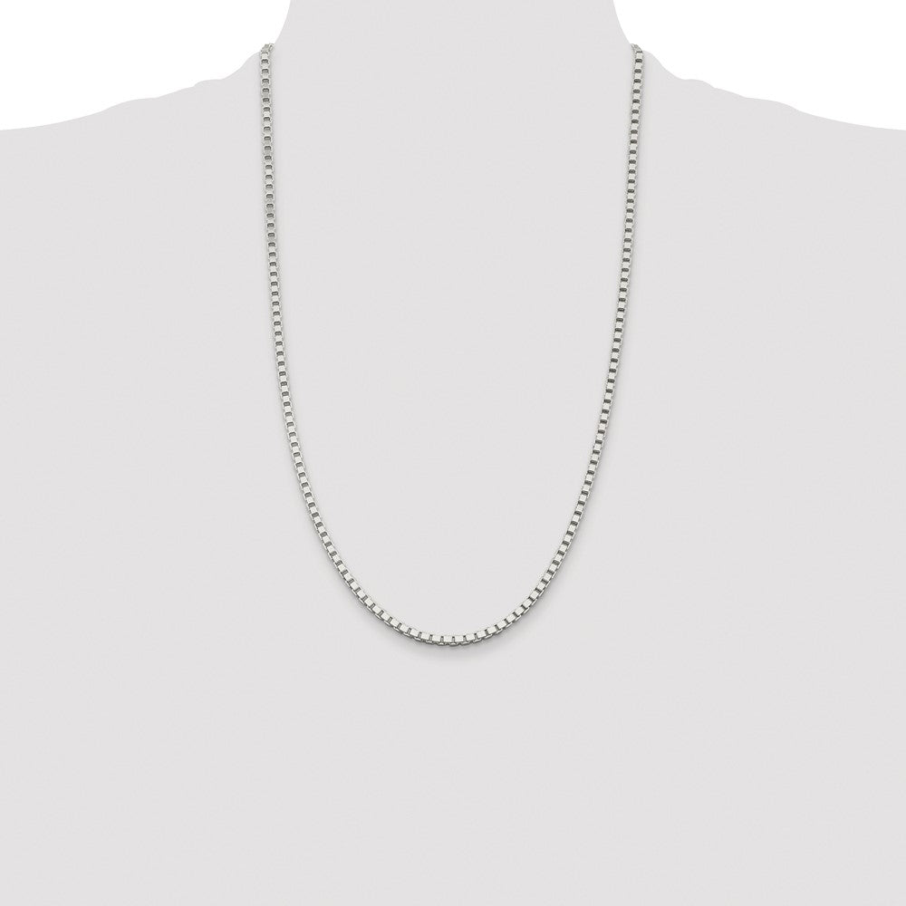 Buy Stylish 3mm Rhodium-Plated Sterling Silver Box Chain - Luxury Value!