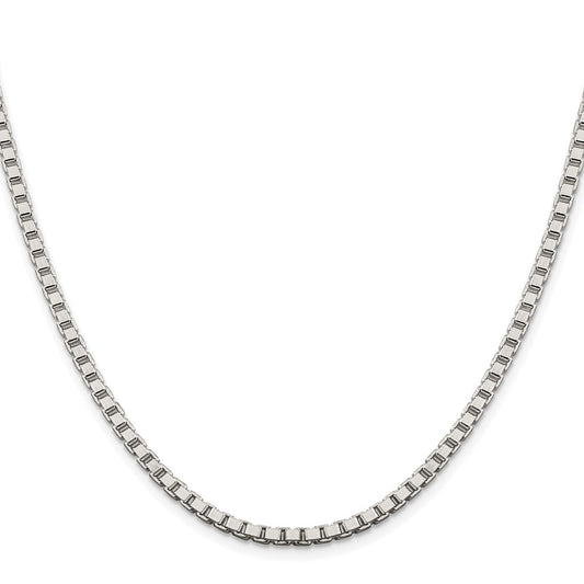 Buy Stylish Rhodium-Plated Sterling Silver 3.25mm Box Chain - Affordable Elegance