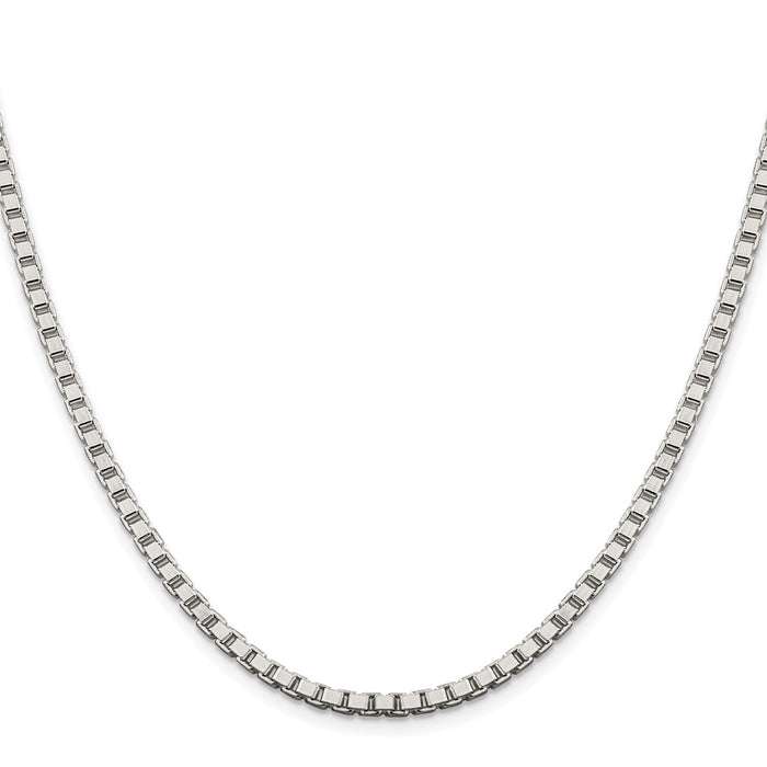 Buy Stylish Rhodium-Plated Sterling Silver 3.25mm Box Chain - Affordable Elegance-2