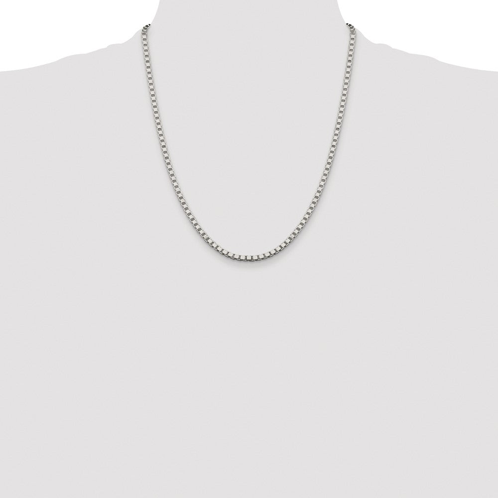 High-Quality Rhodium-Plated Sterling Silver 3.25mm Box Chain - Affordable Elegance