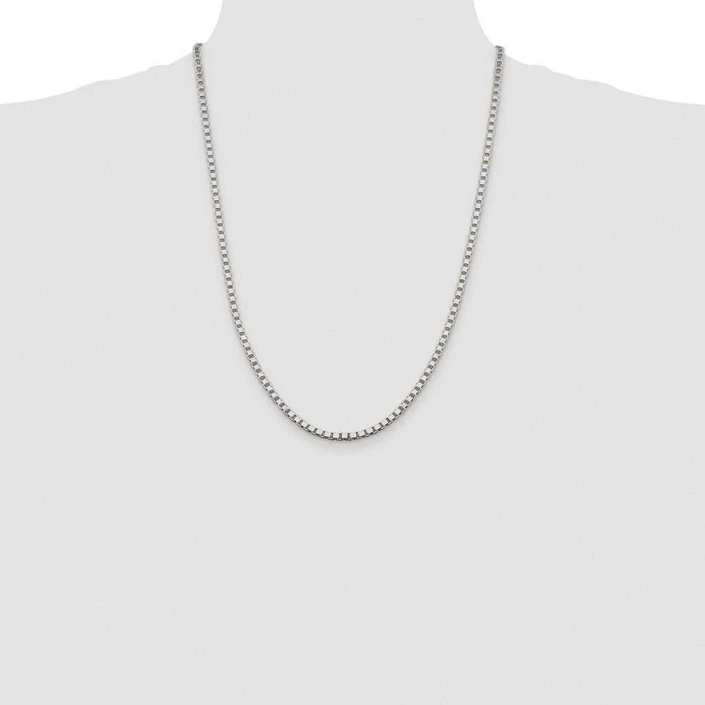 Buy Stylish Rhodium-Plated Sterling Silver 3.25mm Box Chain - Affordable Elegance