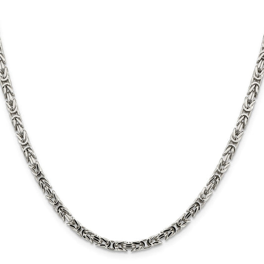Buy Stylish 3.25mm Sterling Silver Byzantine Chain Necklace | Affordable Luxury