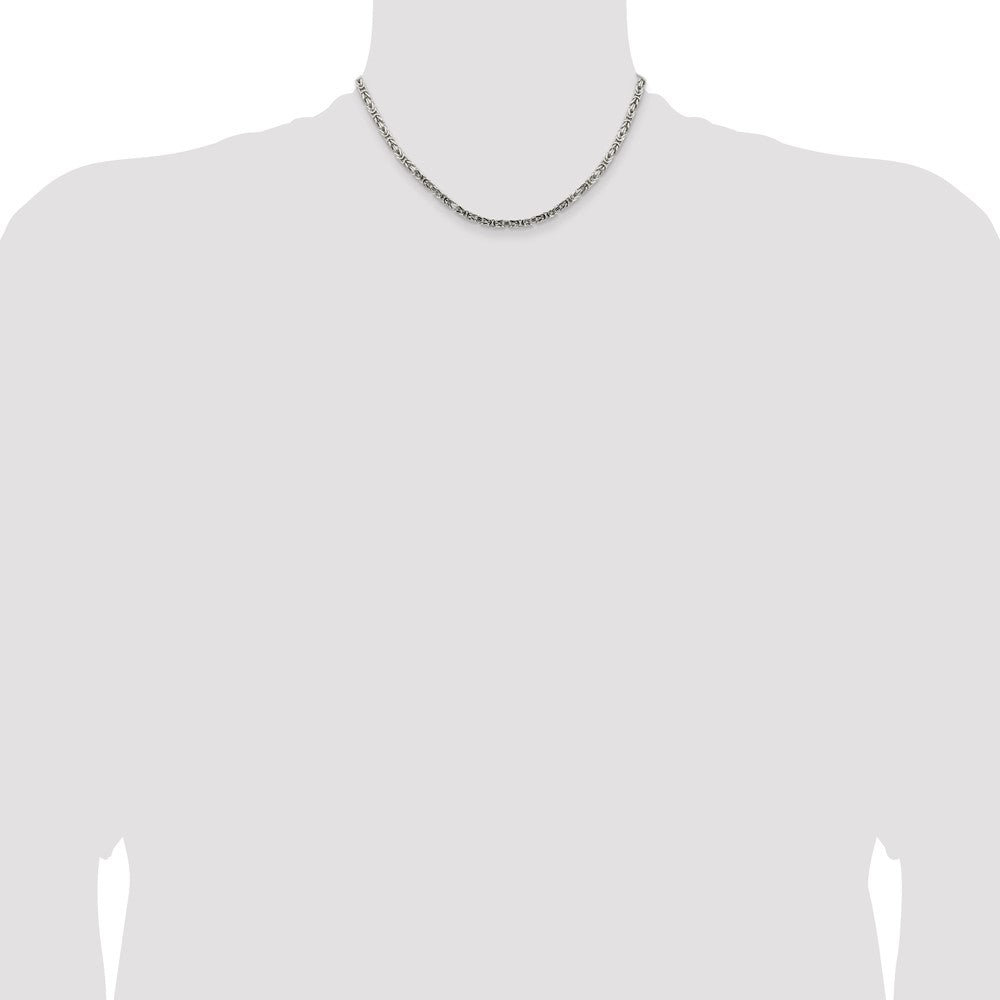 Exclusive 3.25mm Sterling Silver Byzantine Chain Necklace - Stylish Value