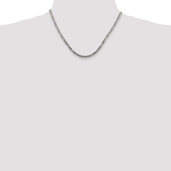 Buy Stylish 3.25mm Sterling Silver Byzantine Chain Necklace - Affordable Luxury-4