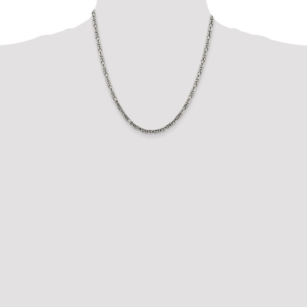 Buy Stylish 3.25mm Byzantine Chain Necklace in High-Quality Sterling Silver
