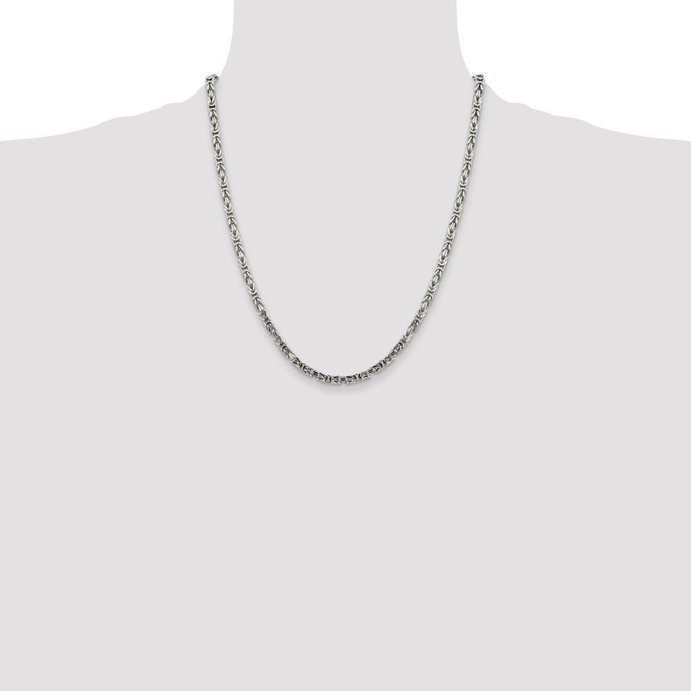 Buy Stylish 3.25mm Sterling Silver Byzantine Chain Necklace - Luxury Value!