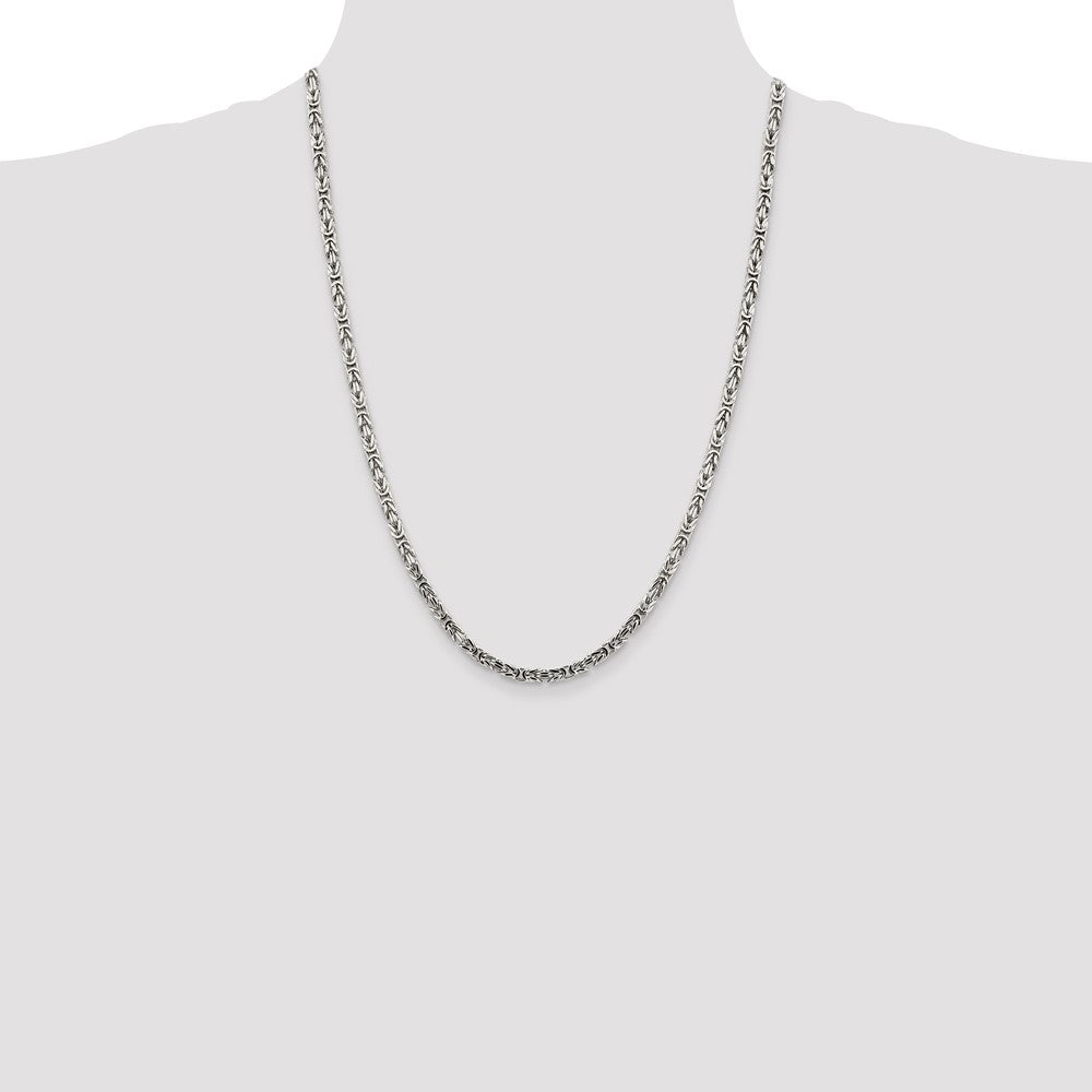 Buy Stylish 3.25mm Sterling Silver Byzantine Chain Necklace - Affordable Luxury!