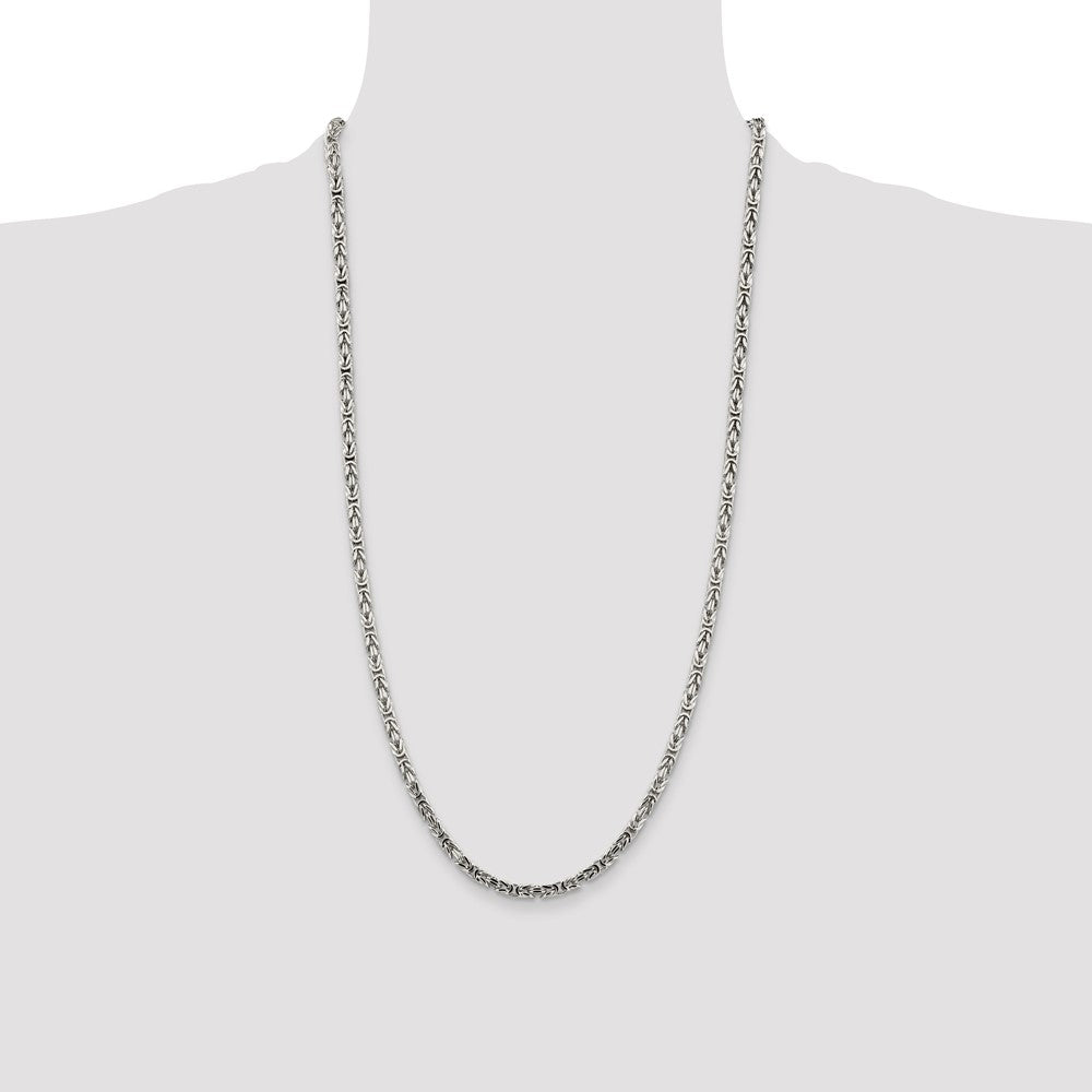 Buy Stylish 3.25mm Sterling Silver Byzantine Chain Necklace - Affordable Luxury