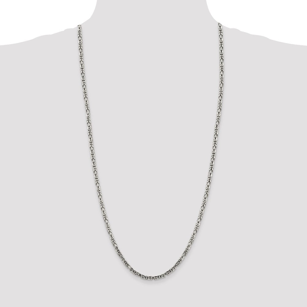 High-Quality 3.25mm Sterling Silver Byzantine Chain Necklace - Stylish Value!