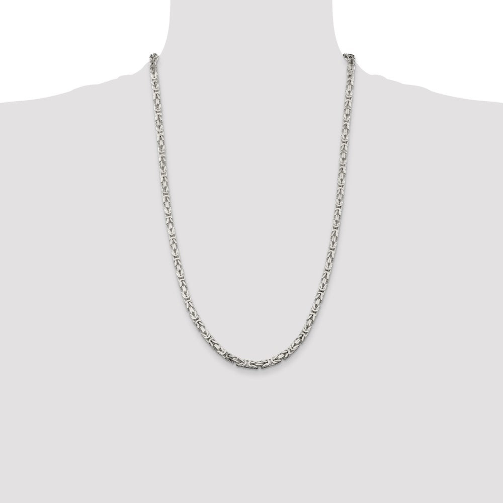 High-Quality Sterling Silver 4.25mm Byzantine Link Chain - Stylish Value!