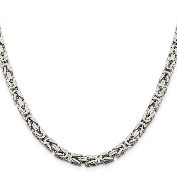 5mm Sterling Silver Byzantine Chain Necklace
