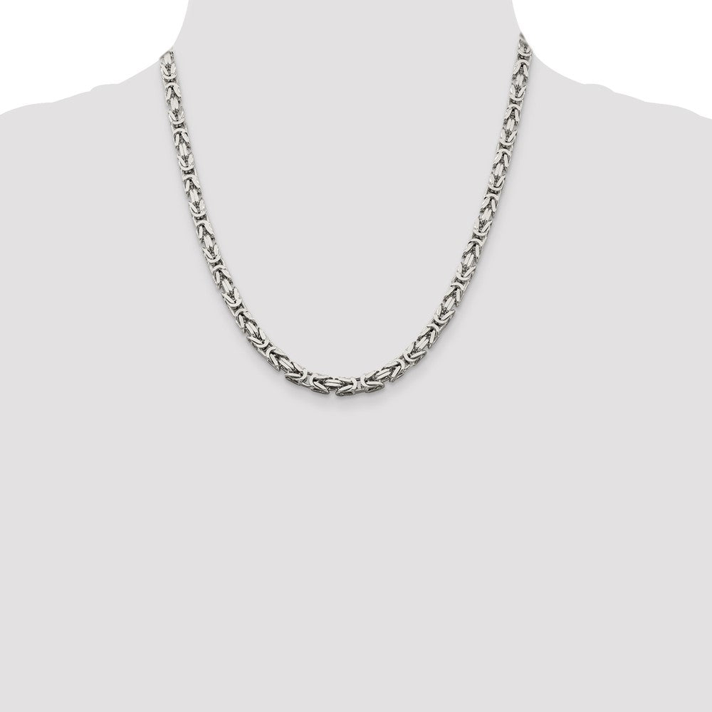 Exclusive 5mm Sterling Silver Byzantine Chain Necklace - Stylish & Affordable